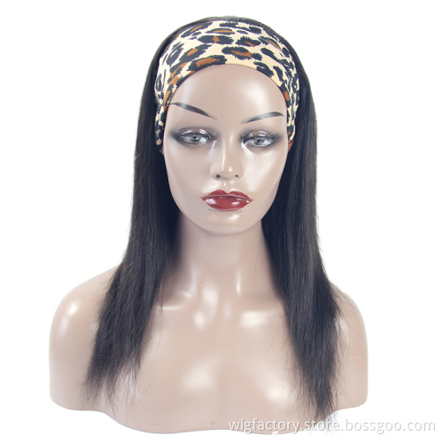 Bone Straight Human Hair Lace Wig Machine Made Headband,Glueless Human Hair Wigs For Black Women,180 Density Straight Headband W